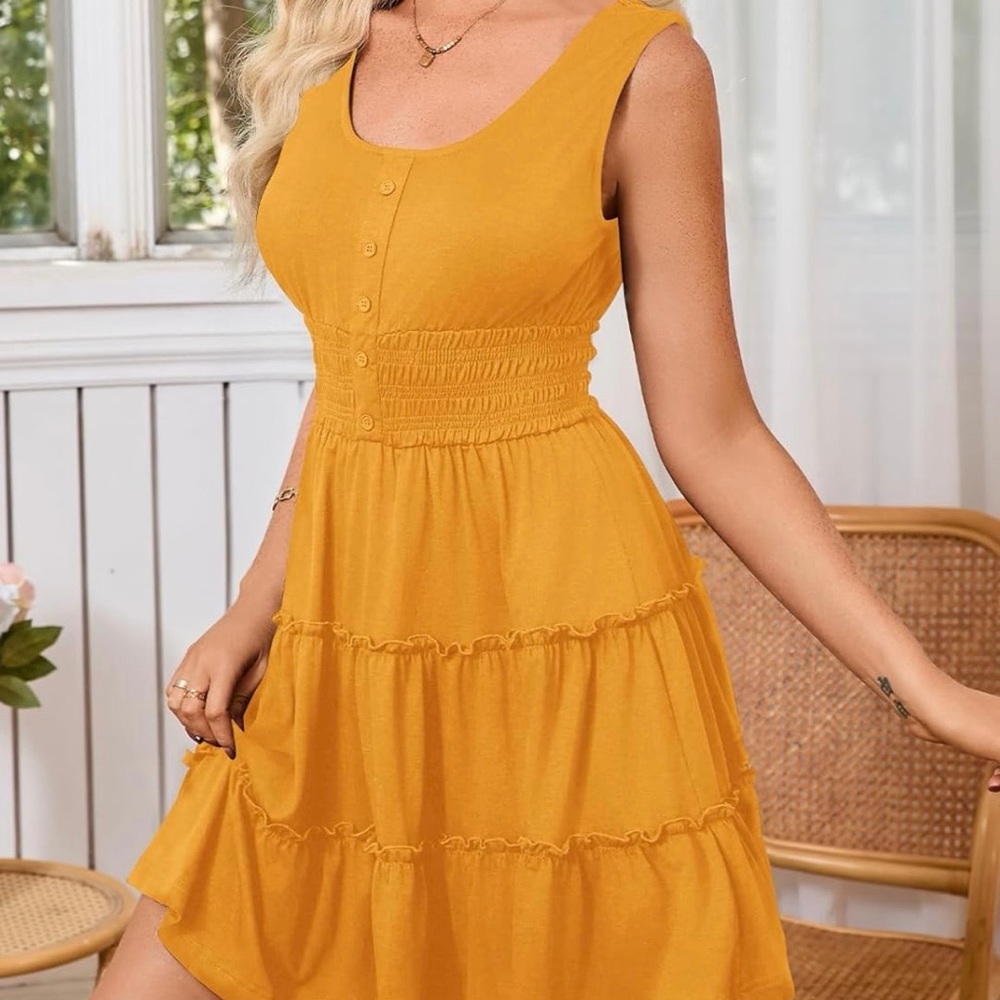 Yajedo orange Sleeveless Tiered Dress